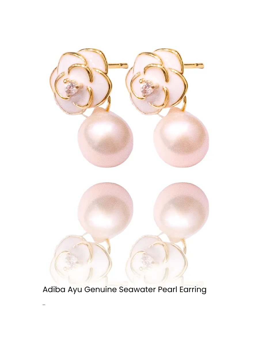 Camellia Pearl Drop Earrings