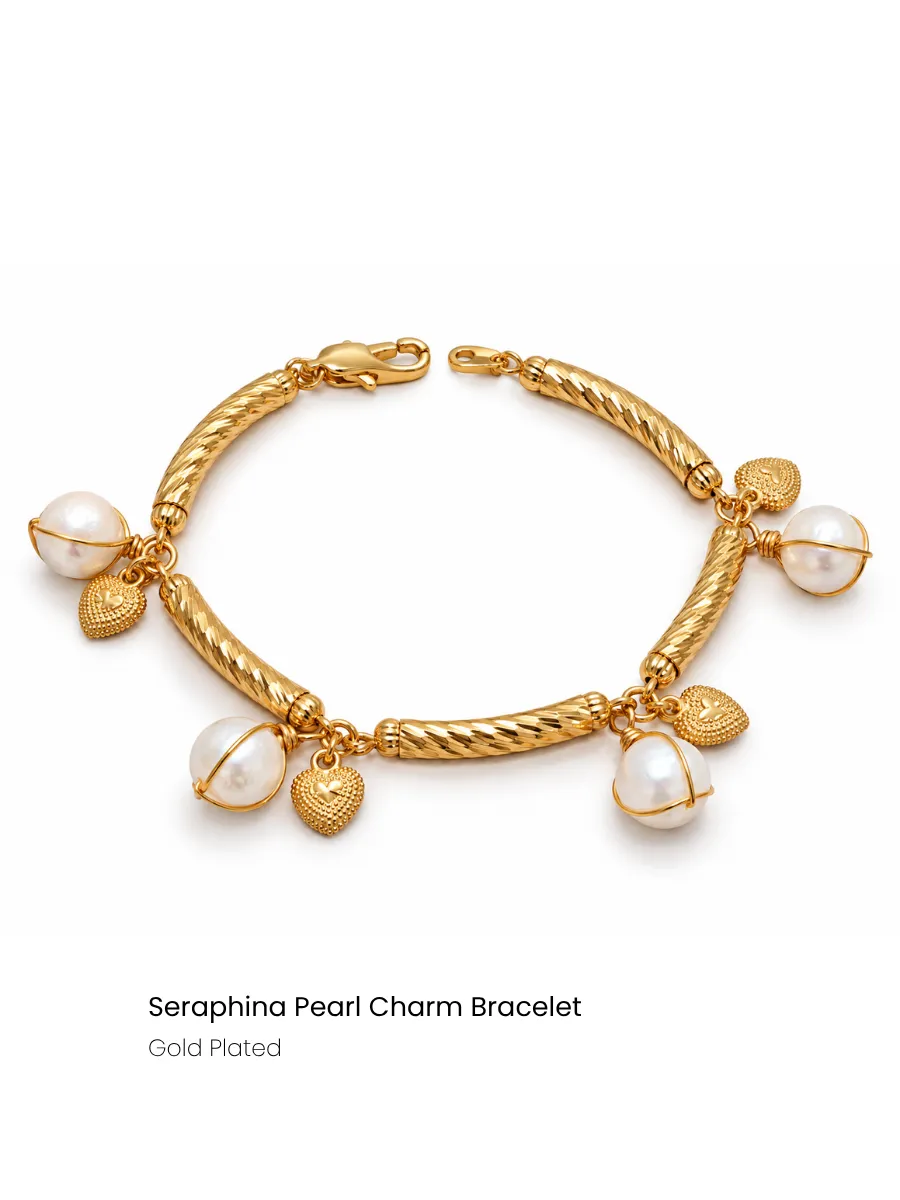 Seraphina Pearl Charm Bracelet