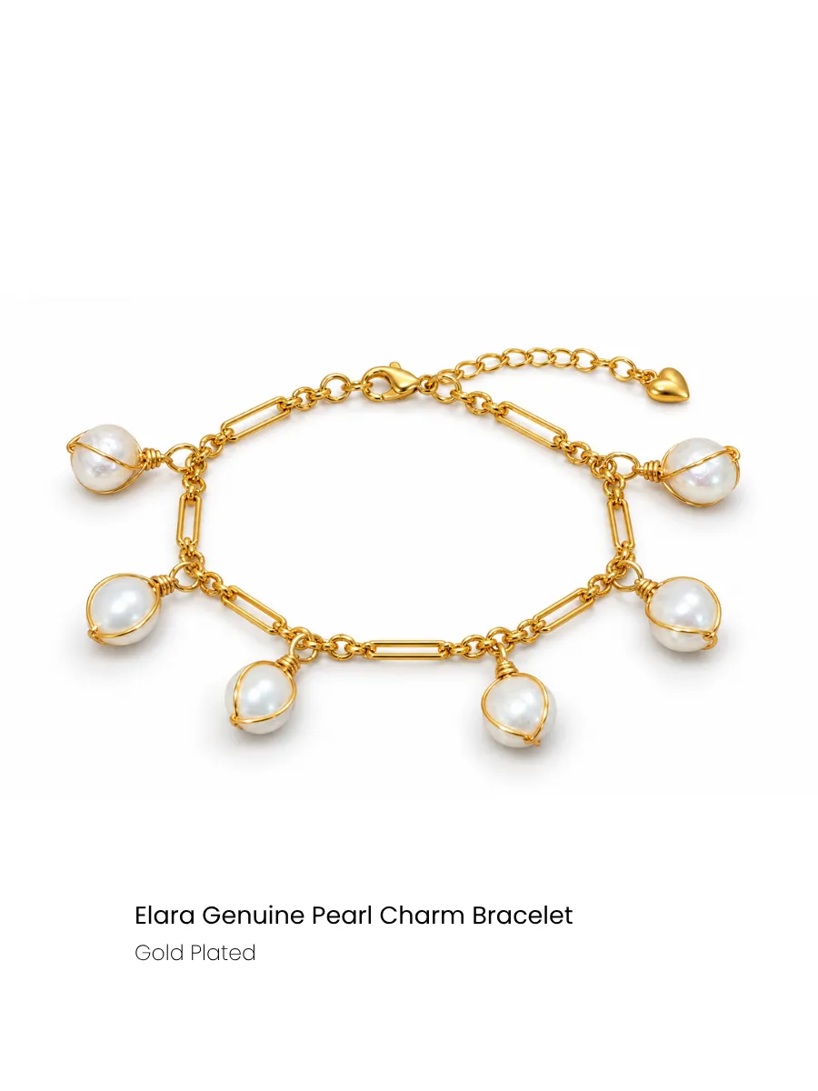 Elara Pearl Charm Bracelet