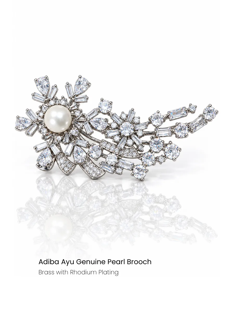 Floral Cascade Pearl Brooch