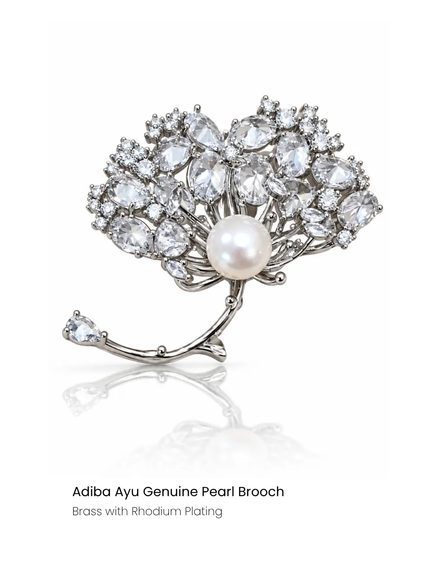 Crystal Bouquet Pearl Brooch