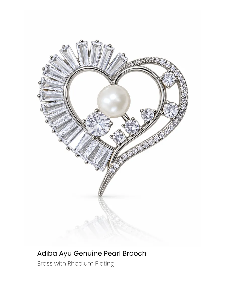 Entwined Heart Pearl Brooch