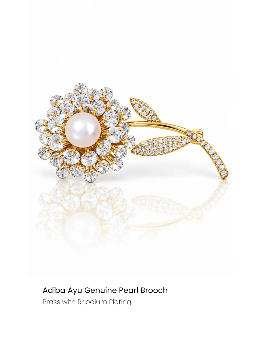 Daisy Stem Pearl Brooch
