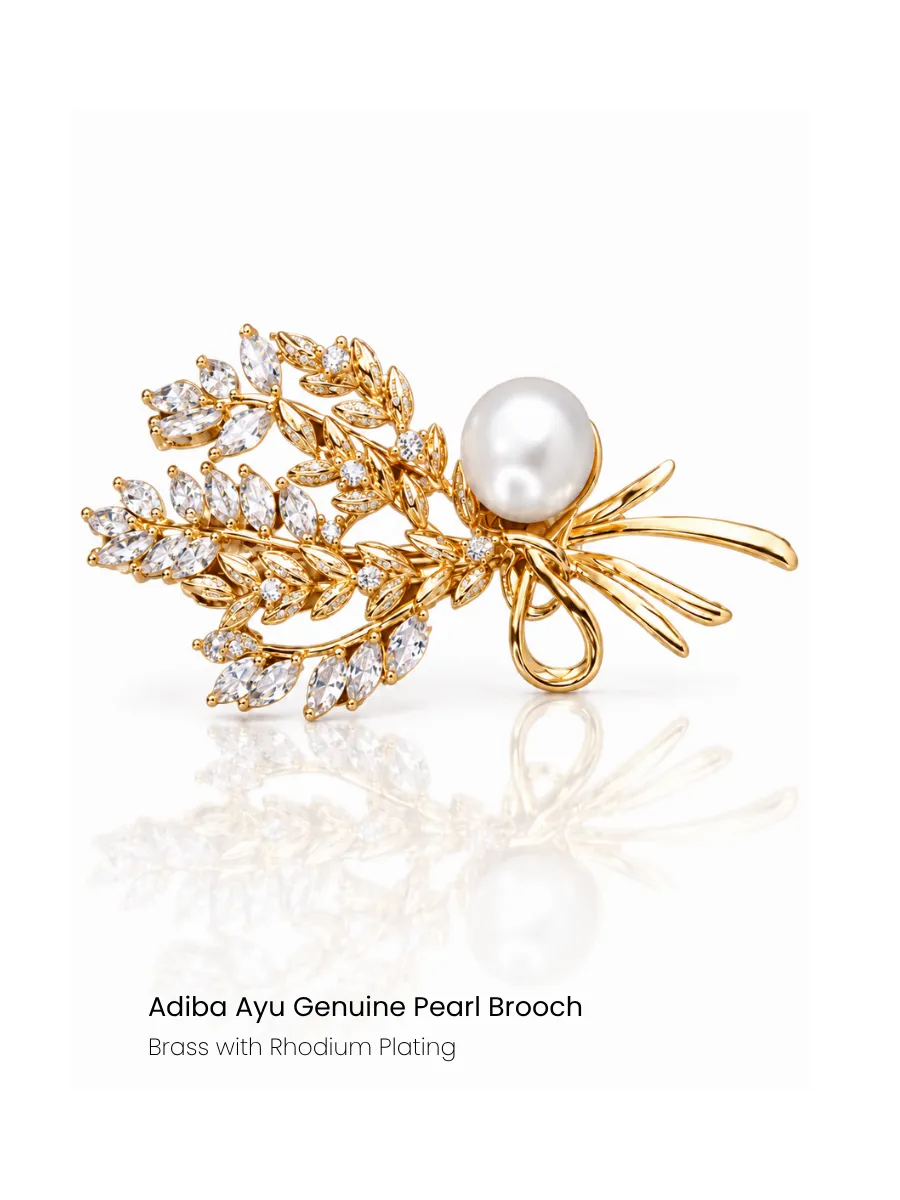 Leaf Bouquet Pearl Brooch